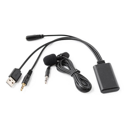 Car Bluetooth AUX Cable With Mic For Hands Free Calling 1.5m - black 1.5m cable with USB power, 3.5mm jack and clip-on mic for car audio