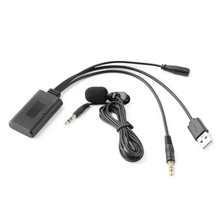 Car Bluetooth AUX Cable With Mic For Hands Free Calling 1.5m - black Bluetooth 5.0 module with 1.5m cord, built-in mic and AUX/USB connectors
