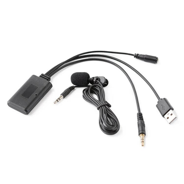 Car Bluetooth AUX Cable With Mic For Hands Free Calling 1.5m - black Bluetooth 5.0 module with 1.5m cord, built-in mic and AUX/USB connectors