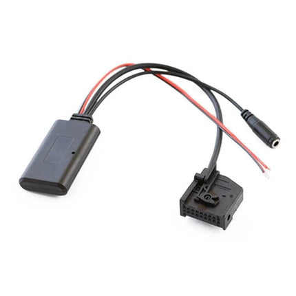 Mercedes-Benz Comand Bluetooth AUX Cable for Car Audio shown with wiring harness and 3.5mm AUX jack