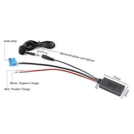 Mercedes-Benz Comand Bluetooth AUX Cable for Car Audio with microphone, 3.5mm audio plug and power wires for wireless music and calls