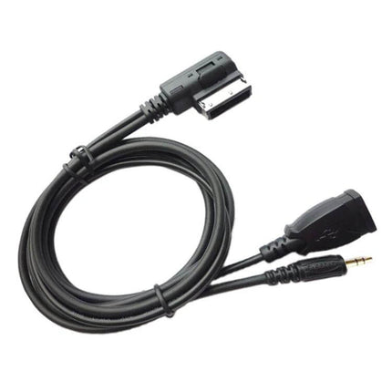 AMI AUX Cable For In-Car Audio With USB Charging For Everyday Use – black 1.5m AMI aux cable with USB charging and 3.5mm jack for Mercedes-Benz