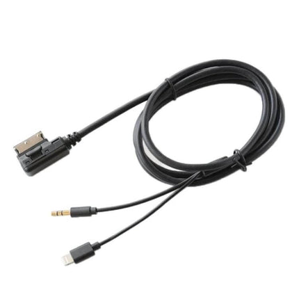 Car AMI AUX Audio Cable For Mercedes-Benz AMI System - black cable with 3.5mm earphone jack and 8PIN charging connector for in-car audio