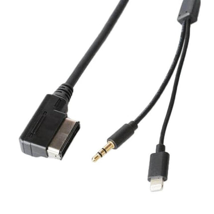 Car AMI AUX Audio Cable For Mercedes-Benz AMI System - black AMI 8PIN to 3.5mm aux and lightning audio/charging cable