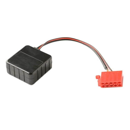 Abaecker Car Bluetooth AUX Wiring Harness For Mercedes-Benz - black module with red OEM connector for wireless streaming to factory head unit