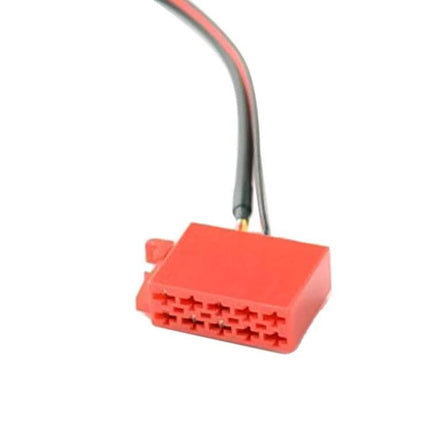 Abaecker Car Bluetooth AUX Wiring Harness For Mercedes-Benz red connector harness close-up for OEM Bluetooth upgrade