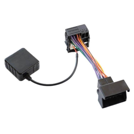 Car Bluetooth Aux Cable For Mercedes Comand System showing black Bluetooth module connected to multi-colored wiring harness for in-car audio