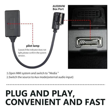 AMI Bluetooth Audio Wiring Harness For Audi Q5 A5 A7 plug-and-play Bluetooth 5.0 adapter for Audi MMI 3G AUX input, hands-free streaming