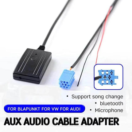 Car Bluetooth Music AUX Cable With MIC For Audi And Volkswagen black adapter module with blue radio connector and microphone wire for OEM VW Audi radios