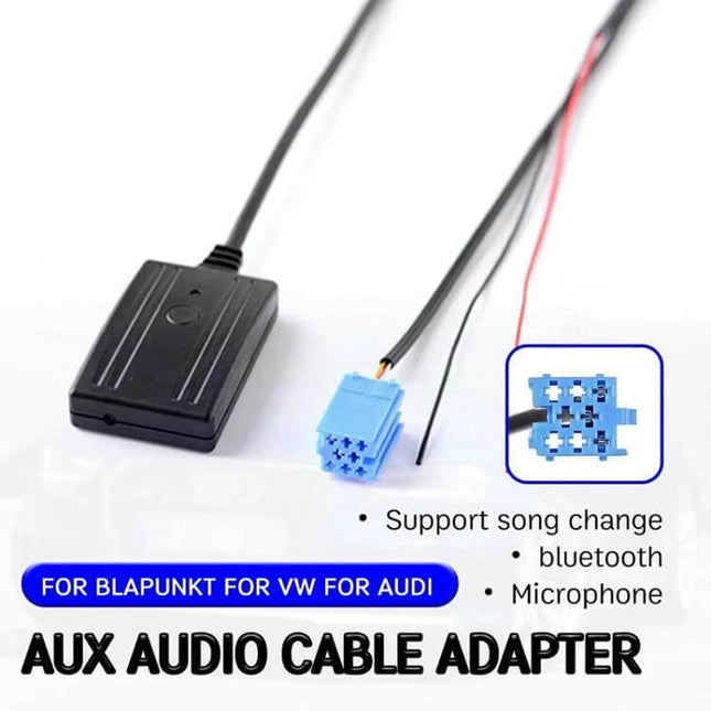 Car Bluetooth Music AUX Cable With MIC For Audi And Volkswagen black adapter module with blue radio connector and microphone wire for OEM VW Audi radios