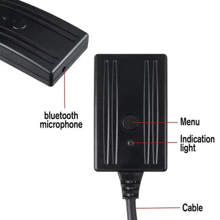 Car Bluetooth Music AUX Cable With MIC For Audi And Volkswagen - close-up of black Bluetooth module showing microphone, menu button, indicator light and cable