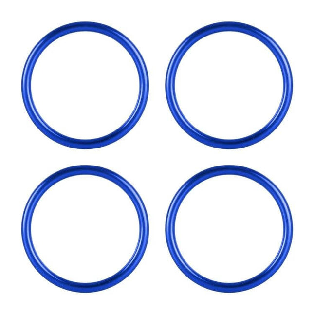 Metal Decorative Rings for Audi A1 Air Vent, 4-Piece Set - blue metal air vent rings shown as 4-piece set for Audi A1 interior trim