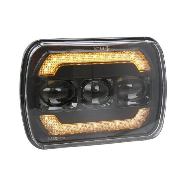 7 Inch Car Square Headlight Work Light Durable Dust Proof - low-profile 7-inch square LED work light with amber DRL and durable dust-proof housing