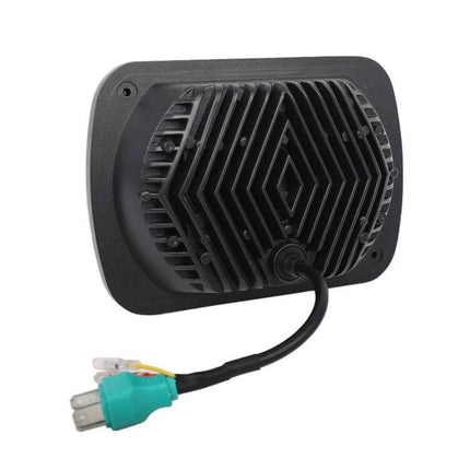 7 Inch Car Square Headlight Work Light Durable Dust Proof - rear view of 7-inch square LED work light with cable and dustproof low-profile housing