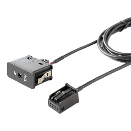 Car Aux Audio Interface And Cable Harness For BMW Vehicles - black plug-and-play AUX cable with 3.5mm jack and factory radio connector