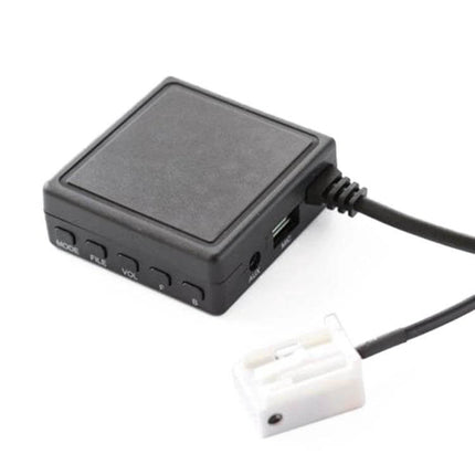 BMW Car AUX Bluetooth U Disk Music Adapter For In-Car Audio - compact black adapter with USB slot, AUX jack and BMW wiring plug for streaming and hands-free calls