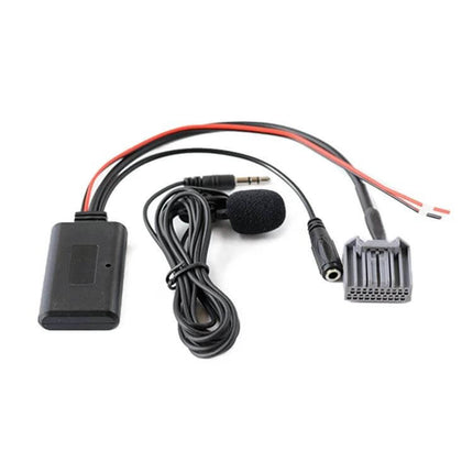Car AUX IN Bluetooth Music and Mic Adapter for Honda CRV Civic shown with microphone, 3.5mm jack and wiring harness for in-car wireless audio and hands-free calls
