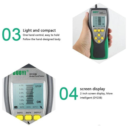 DUOYI Tool for Routine Car Fluid Maintenance Checks handheld brake fluid tester with 2-inch screen display, light compact design for routine checks