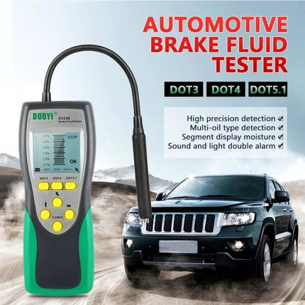DUOYI Tool for Routine Car Fluid Maintenance Checks - handheld brake fluid tester with probe for DOT3 DOT4 DOT5.1 moisture detection