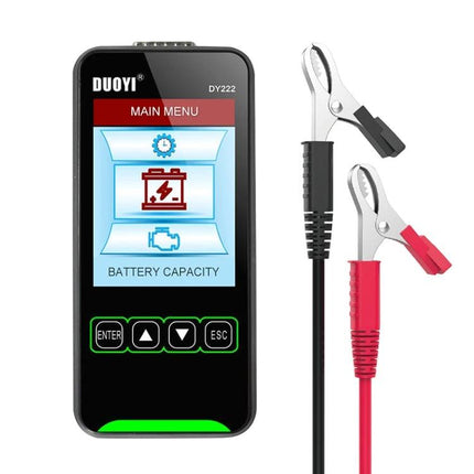 DUOYI Battery Tester for Everyday Vehicle Upkeep handheld 12V 24V battery capacity tester with red and black clamps