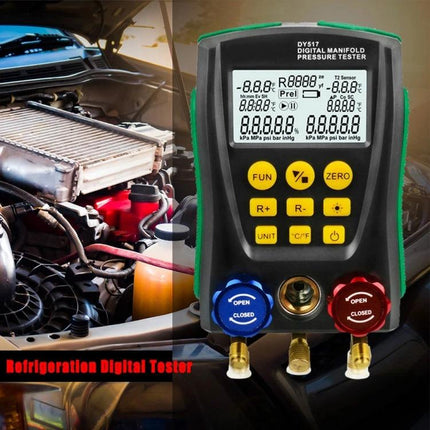DUOYI Tool for Checking Car Air Conditioning Systems digital manifold pressure tester with hoses and gauges for vehicle AC diagnostics