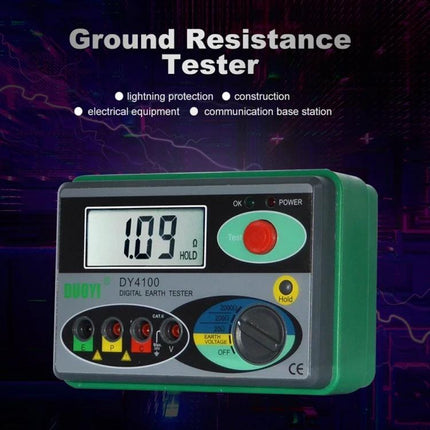 DUOYI Meter for Ground Resistance Checks in Home Maintenance - portable DY4100 digital earth tester showing 1.09Ω reading