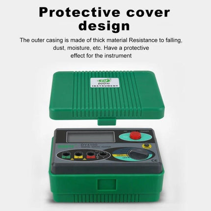 DUOYI Meter for Ground Resistance Checks in Home Maintenance - green protective case and digital earth resistance tester