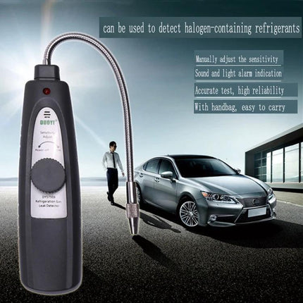 DUOYI Leak Detector for Routine Car Air Conditioning Checks - handheld refrigerant leak detector with flexible probe for car AC hoses and evaporator