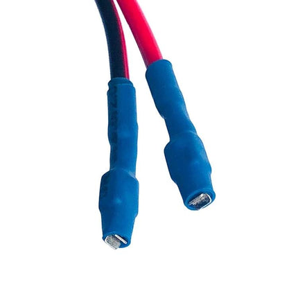 MZ620 For Testing Fuel Injectors In Daily Car Care - close-up of red and black 12V test lead connectors with blue insulated crimp terminals