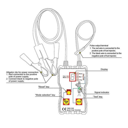 MZ620 For Testing Fuel Injectors In Daily Car Care diagnostic injector tester with battery clips and pulse leads