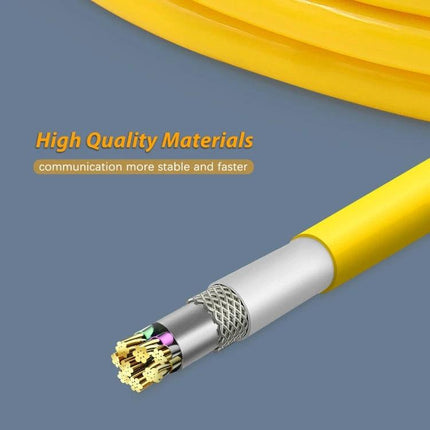 ESYS Hidden Car Cable for BMW F-Series Everyday Use – yellow high-quality multi-core cable showing braided shield and insulation for stable communication