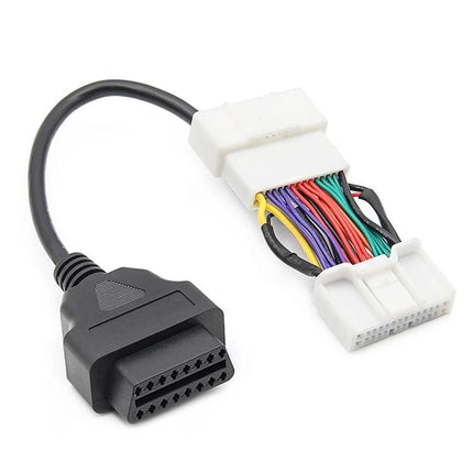 A Practical Cable for Daily Tesla Model 3 and Y Maintenance - black OBD connector with multicolor wired adapter for at-home diagnostics