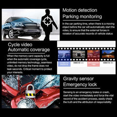 High-Definition Dual-Lens Night Vision Car Dash Cam with Continuous Loop Recording and Motion Detection