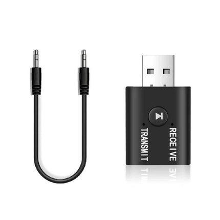 Car Bluetooth Transmitter Receiver With Microphone USB plug-and-play adapter with 3.5mm cable for hands-free calls and wireless music streaming