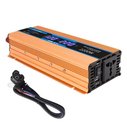 Carmaer 2200W Power Inverter for Car and Home Use - orange 48V DC to AC inverter with digital display and plug cable