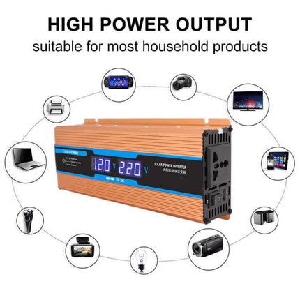 Carmaer 2200W Power Inverter for Car and Home Use - orange 48V DC to 220V AC inverter with multiple outlets for laptops, phones and small appliances
