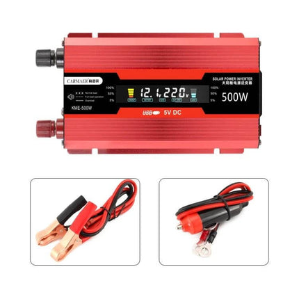 Carmaer Universal 24V to 220V 500W Car Power Inverter for Home Use - red 500W inverter with display and cable kit for car battery
