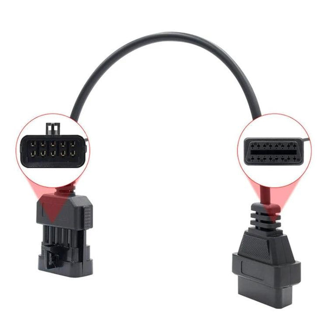Adapter Cable for Opel Vehicle Diagnostics During Maintenance - 10-pin to OBD2 adapter cable for quick maintenance diagnostics
