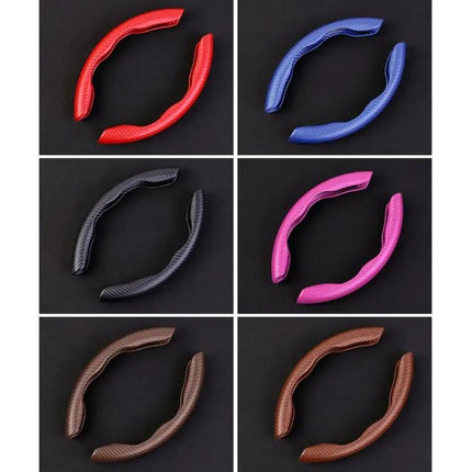 Leather Steering Wheel Cover with Carbon Fiber Texture for Cars