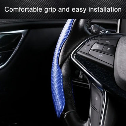 Leather Steering Wheel Cover with Carbon Fiber Texture for Cars