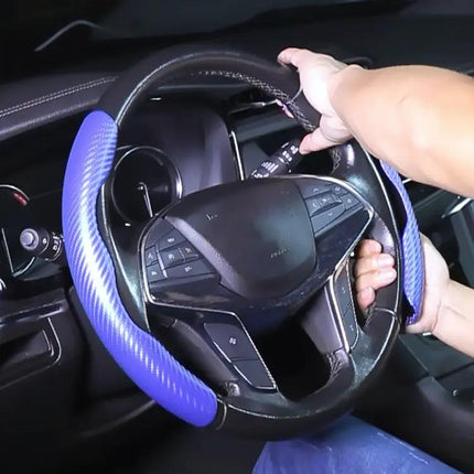 Leather Steering Wheel Cover with Carbon Fiber Texture for Cars