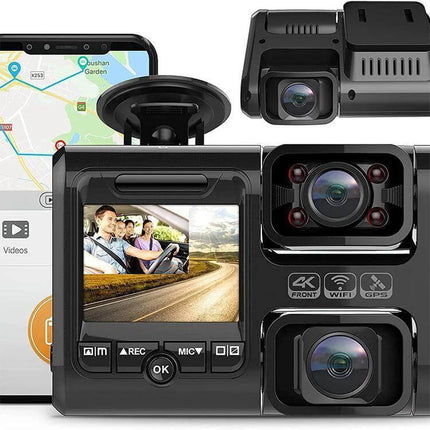 Z30 GPS Panoramic Dash Cam for Everyday Driving Security - 4K dual-lens dash camera with GPS, WiFi, parking mode and suction mount