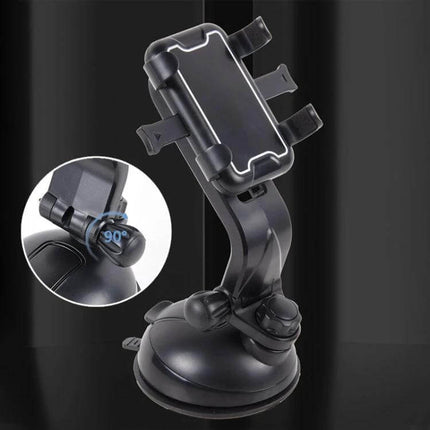 Universal Black Suction Cup Car Phone Holder for Easy Access on dashboard with adjustable 90° swivel for hands-free navigation