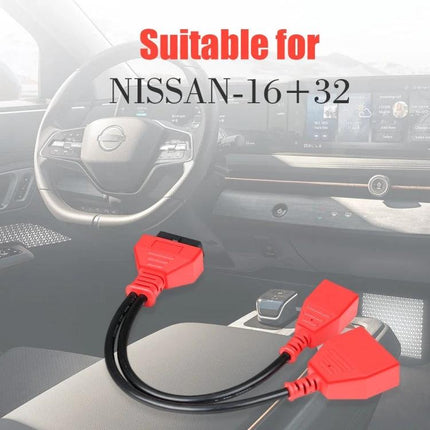 Essential Cable for Everyday Nissan Vehicle Key Management - red Nissan 16+32 key programming cable in car interior