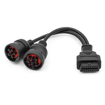Vehicle Adapter Cable for Everyday Truck Diagnostics connecting OBD2 16-pin scanner to J1708 and J1939 truck and bus ports for roadside diagnostics