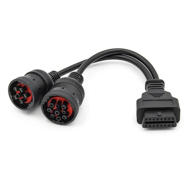 Vehicle Adapter Cable for Everyday Truck Diagnostics connecting OBD2 16-pin scanner to J1708 and J1939 truck and bus ports for roadside diagnostics