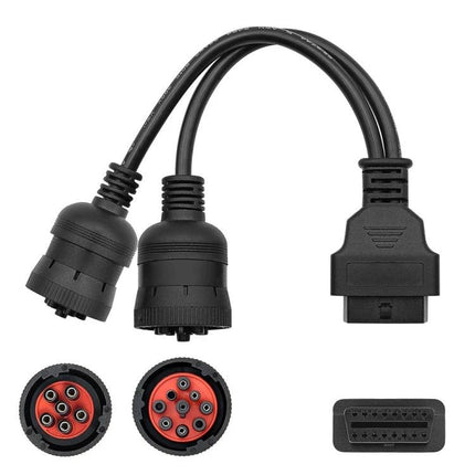 Vehicle Adapter Cable for Everyday Truck Diagnostics – OBD2 to J1708/J1939 dual-port adapter cable for heavy-duty truck and bus diagnostics