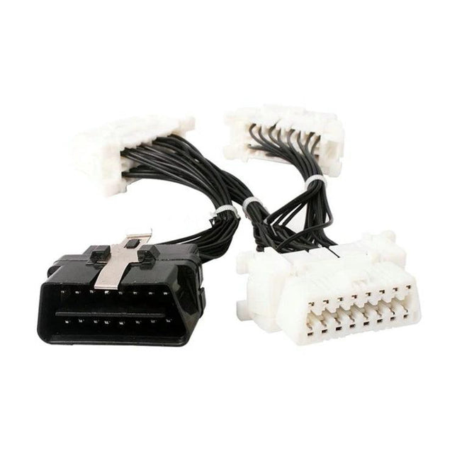 Practical Extension Cable for Daily Car Maintenance Checks - 16-pin OBD2 extension cable with multiple connector leads for easy dashboard diagnostics