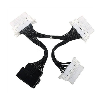 Practical Extension Cable for Daily Car Maintenance Checks - 16-pin OBD2 extension cable with multiple connectors for under-dash diagnostics