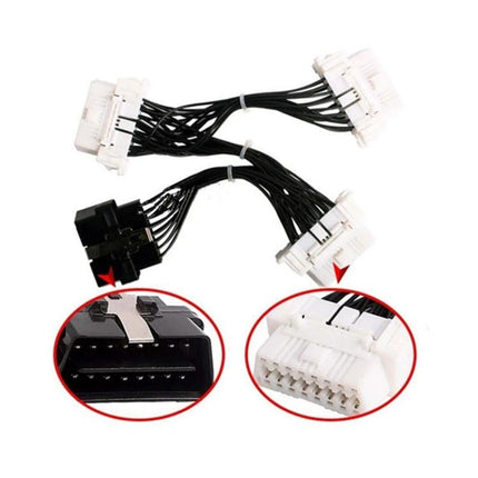 Practical Extension Cable for Daily Car Maintenance Checks - 16-pin OBD2 extension cable with multiple connectors for easy dashboard diagnostics